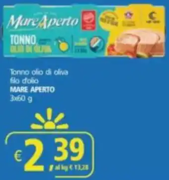 Alter Discount Tonno olio di oliva filo d'olio MARE APERTO 3x60 g offerta