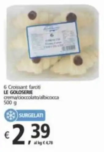 Alter Discount 6 Croissant farciti LE GOLOSERIE crema/cioccolato/albicocca 500 g offerta