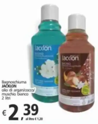 Alter Discount Bagnoschiuma JACKLON olio di argan/cocco/ muschio bianco 2 litri offerta