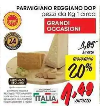 Pam PARMIGIANO REGGIANO DOP pezzi da Kg 1 circa offerta