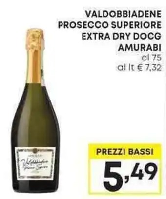 Pam VALDOBBIADENE PROSECCO SUPERIORE EXTRA DRY DOCG AMURABI cl 75 offerta