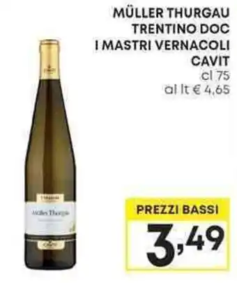 Pam MÜLLER THURGAU TRENTINO DOC I MASTRI VERNACOLI CAVIT cl 75 offerta