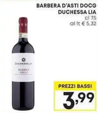 Pam BARBERA D'ASTI DOCG DUCHESSA LIA cl 75 offerta