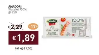 Prezzemolo e Vitale AMADORI Wurstel 100% gr 250 offerta