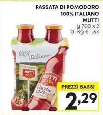 Pam PASSATA DI POMODORO 100% ITALIANO MUTTI g 700 x 2 offerta