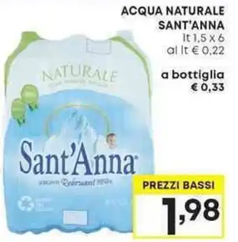 Pam ACQUA NATURALE SANT'ANNA It 1,5 x 6 offerta
