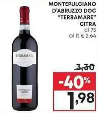 Pam MONTEPULCIANO D'ABRUZZO DOC "TERRAMARE" CITRA cl 75 offerta