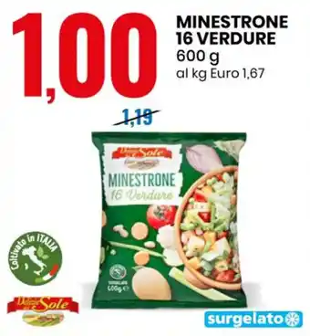 Eurospin MINESTRONE 16 VERDURE 600 g al kg offerta