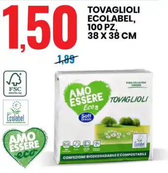 Eurospin TOVAGLIOLI ECOLABEL, 100 PZ, 38 X 38 CM offerta