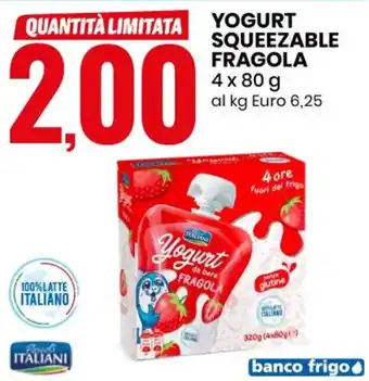 Eurospin YOGURT SQUEEZABLE FRAGOLA 4 x 80 g al kg Euro 6,25 offerta