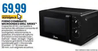 Eurospin FORNO COMBINATO MICROONDE E GRILL'ARDES** Capacità 20 litri, compatto e offerta