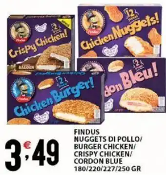 Sisa FINDUS NUGGETS DI POLLO/ BURGER CHICKEN/ CRISPY CHICKEN/ CORDON BLUE 180/220/227/250 GR offerta