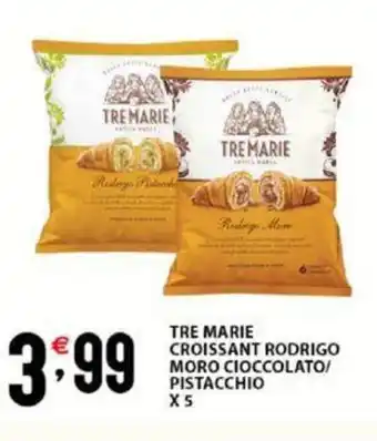 Sisa TRE MARIE CROISSANT RODRIGO MORO CIOCCOLATO/ PISTACCHIO X 5 offerta