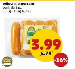 PENNY WÜRSTEL SERVELADE conf. da 8 pz 800 g offerta