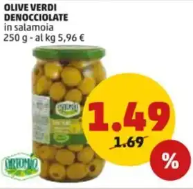 PENNY OLIVE VERDI DENOCCIOLATE in salamoia 250 g offerta