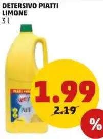 PENNY DETERSIVO PIATTI LIMONE 3 l offerta