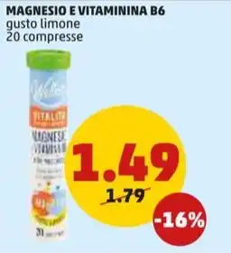 PENNY MAGNESIO E VITAMININA B6 gusto limone 20 compresse offerta