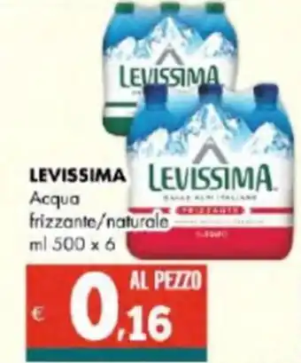 Altasfera LEVISSIMA LEVISSIMA Acqua frizzante/naturale ml 500 x 6 offerta