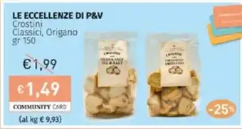 Prezzemolo e Vitale LE ECCELLENZE DI P&V Crostini Classici, Origano gr 150 offerta