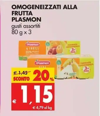 Tigros Plasmon Omogeneizzati Alla Frutta 240 G offerta