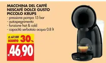 Krups Piccolo XS Nescafé Dolce Gusto KP1A3B Macchina Per Caffè, Espresso E Altre Bevande, Manuale, Nero