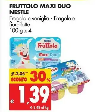Tigros Nestlè Fruttolo Maxi Duo Fragola E Pesca 400 G(ml) offerta