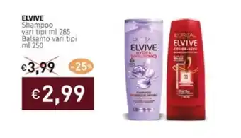 Prezzemolo e Vitale ELVIVE Shampoo vari tipi ml 285 Balsamo vari tipi ml 250 offerta