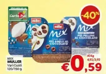 Crai Muller Mix Yogurt Bianco Più Fiocchi Al Cioccolato E Yogurt Bianco Più Anelli Al Cioccolato offerta