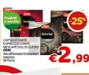 Crai Nescafé Dolce Gusto Espresso Decaffeinato Capsule Caffè 16 Pezzo(i) offerta