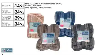 Bennet PLAID O COPERTA IN PILE FLANNEL RIGATO CASA COLLECTION offerta
