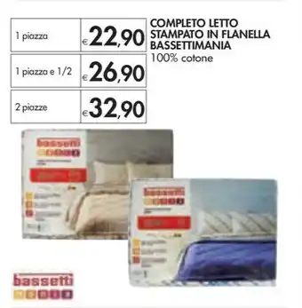 COMPLETO LETTO STAMPATO IN FLANELLA BASSETTIMANIA 100% cotone