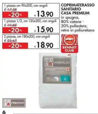 Bennet COPRIMATERASSO SANITARIO CASA PREMIUM offerta