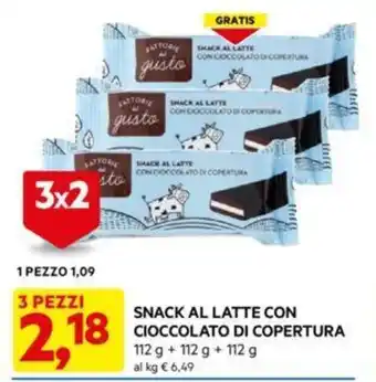 DPiù SNACK AL LATTE CON CIOCCOLATO DI COPERTURA offerta