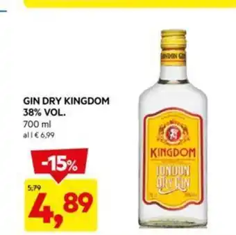 DPiù GIN DRY KINGDOM 38% VOL. offerta
