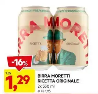 DPiù BIRRA MORETTI RICETTA ORIGINALE 2x 330 ml offerta