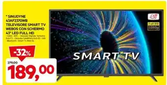 SINUDYNE 43AF2370WB TELEVISORE SMART TV WEBOS CON SCHERMO 43" LED FULL HD