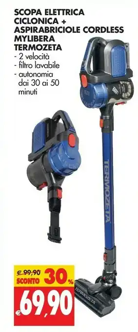 Tigros Termozeta Scopa Elettrica Ciclonica + Aspirabriciole Cordless Mylibera offerta