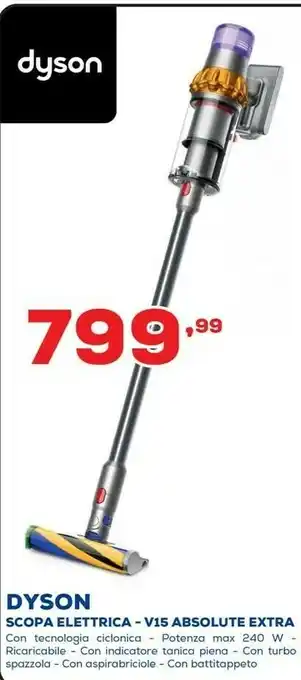 Euronics Dyson V15 Detect Absolute Senza Sacchetto Nichel, Giallo offerta