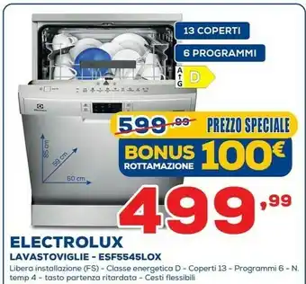 Euronics Electrolux ESF5545LOX Lavastoviglie Libera Installazione 13 Coperti A+++ offerta