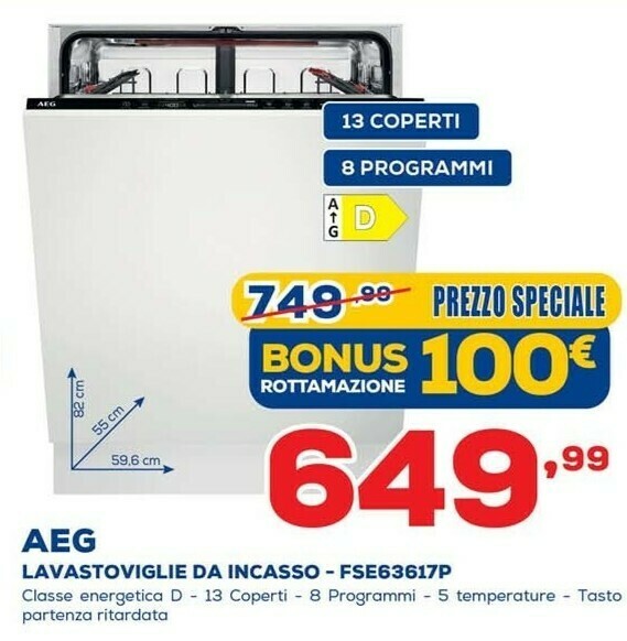 Aeg FSE63617P Lavastoviglie A Scomparsa Totale 13 Coperti A+++ offerta di  Euronics