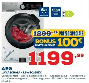 Aeg L9WEC169KC Caricamento Frontale Libera Installazione Nero, Acciaio Inossidabile, Bianco A
