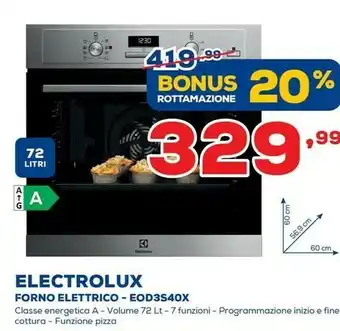 Euronics Electrolux EOD3S40X Forno Elettrico 72 L Acciaio Inossidabile A offerta