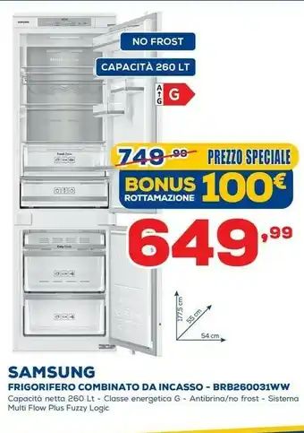 Euronics Samsung BRB260031WW Frigorifero Con Congelatore Da Incasso 266 L G Bianco offerta