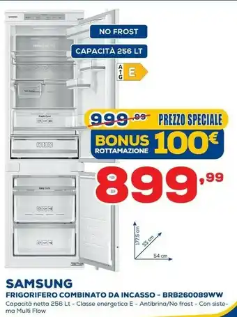 Euronics Samsung BRB260089WW Frigorifero Con Congelatore Da Incasso 256 L E Bianco offerta