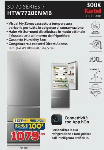 Euronics Haier Haier 3D 70 Serie 7 HTW7720ENMB frigorifero con congelatore Libera installazione 483 L E Nero offerta