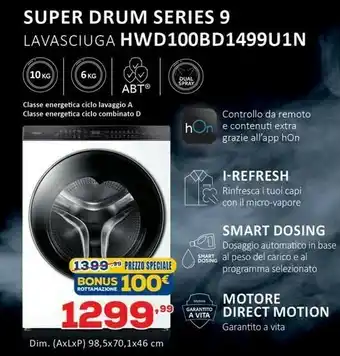 Euronics Haier Haier Super Drum Series 9 HWD100-BD1499U1N lavasciuga Libera installazione Caricamento frontale Bianco D offerta