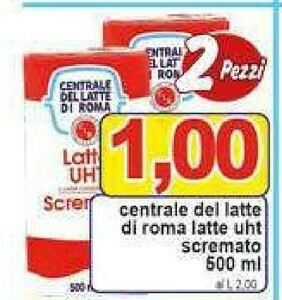 Gros Centrale del latte di roma Latte parzialmente scremato offerta