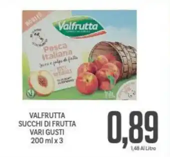 Supermercati Piccolo VALFRUTTA SUCCHI DI FRUTTA VARI GUSTI 200 ml x 3 offerta