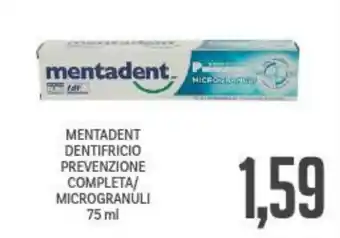 Supermercati Piccolo MENTADENT DENTIFRICIO PREVENZIONE COMPLETA/ MICROGRANULI 75 ml offerta