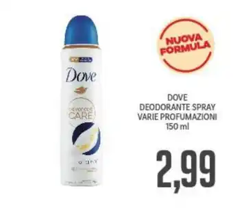 Supermercati Piccolo DOVE DEODORANTE SPRAY VARIE PROFUMAZIONI 150 ml offerta